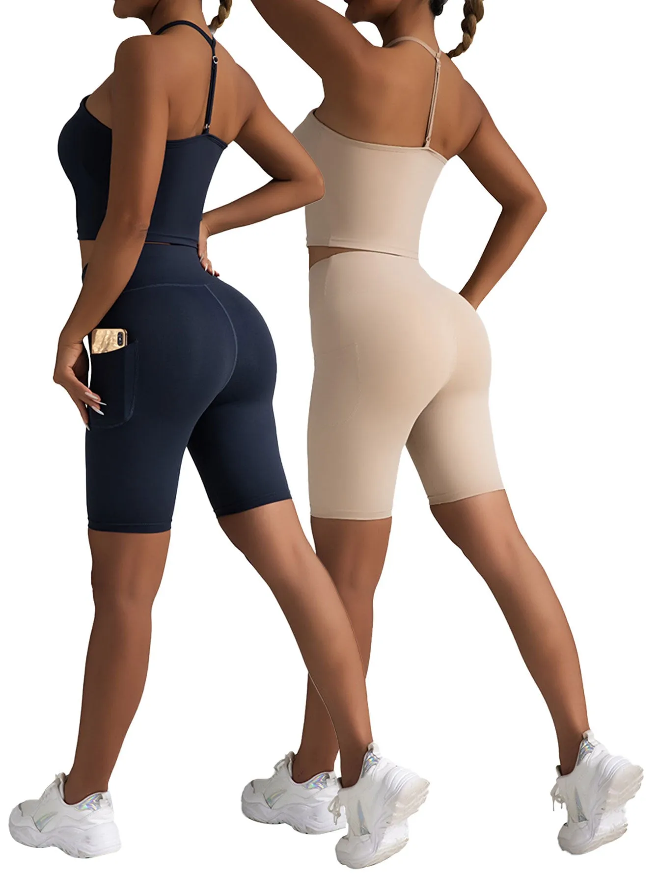 2-Pack High Waist Biker Shorts for Women – Workout & Yoga Shorts with Pockets, Soft Running Summer Pants