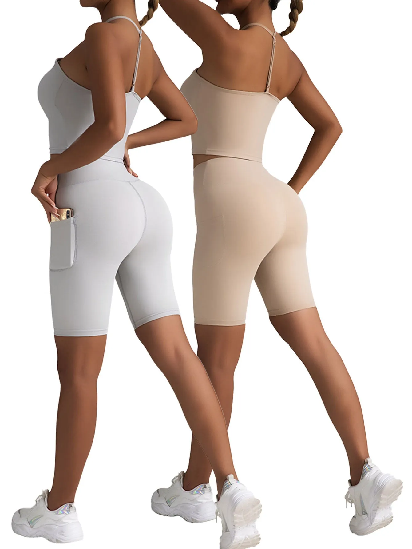 2-Pack High Waist Biker Shorts for Women – Workout & Yoga Shorts with Pockets, Soft Running Summer Pants