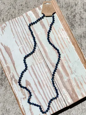 36" Bead Necklace || Navy Sparkle