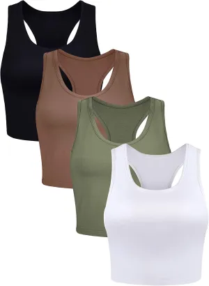 4-Piece Basic Workout Crop Tank Tops