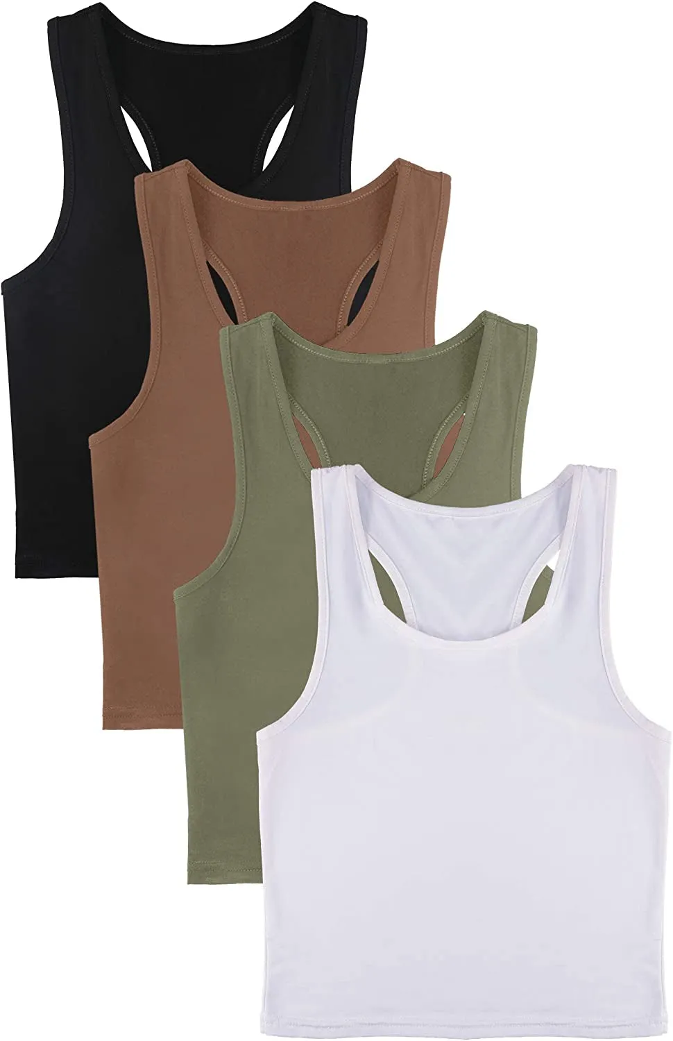 4-Piece Basic Workout Crop Tank Tops
