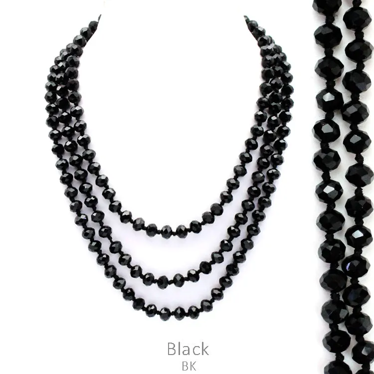 60" Bead Necklace || BLACK