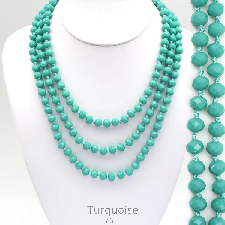 60" Bead Necklace || Green Turquoise