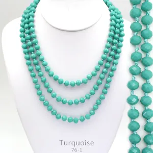 60" Bead Necklace || Green Turquoise
