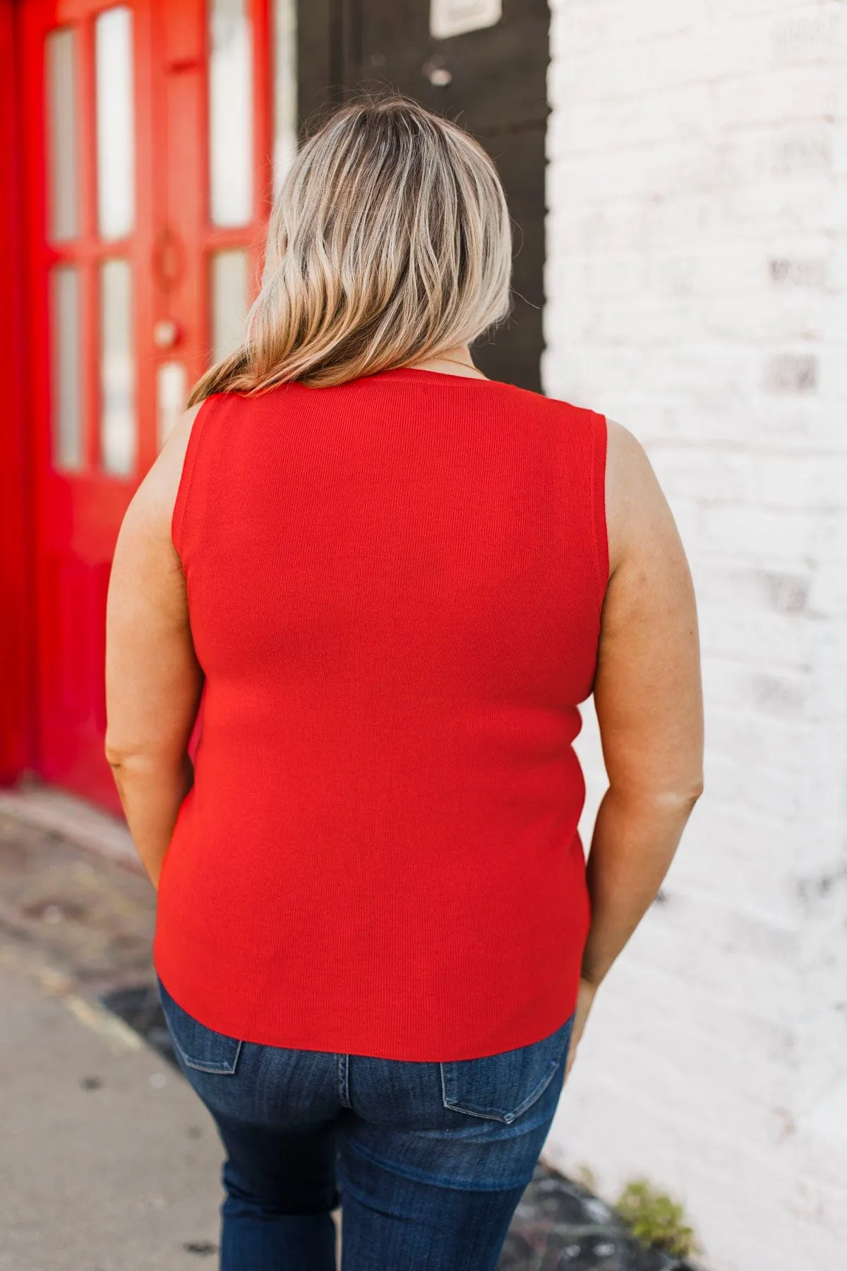 A Perfect Day Ribbed Knit Tank Top- Tomato