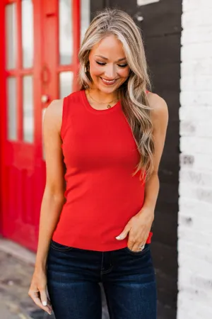 A Perfect Day Ribbed Knit Tank Top- Tomato