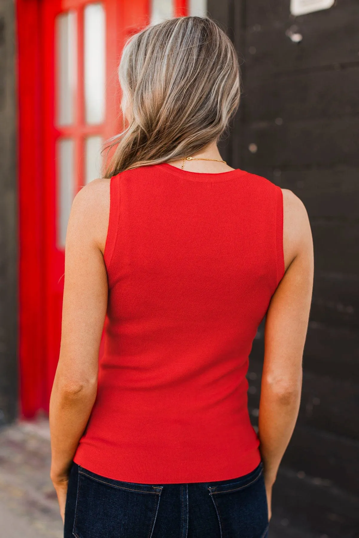 A Perfect Day Ribbed Knit Tank Top- Tomato