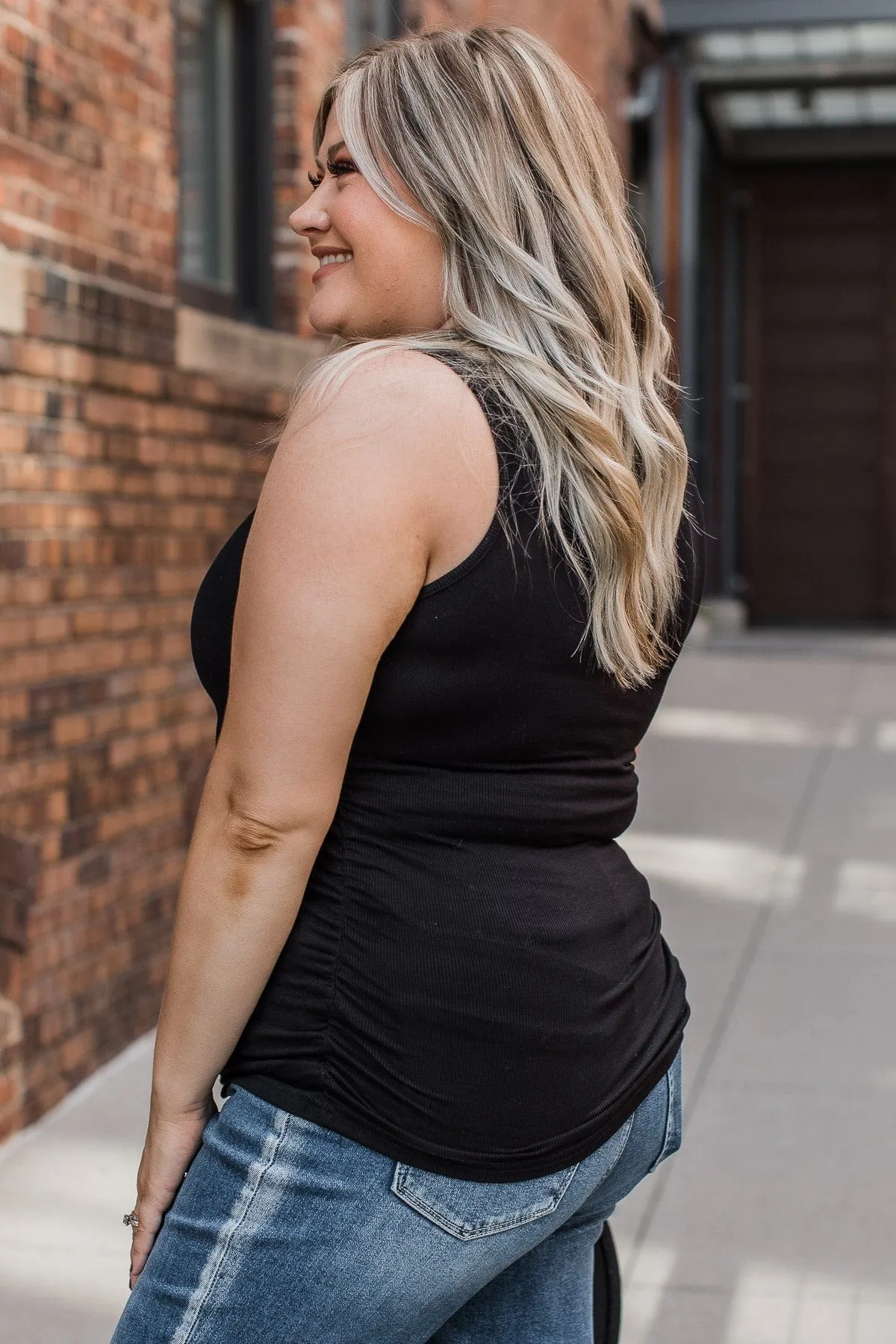 A Toast To Us Cut-Out Tank Top- Black