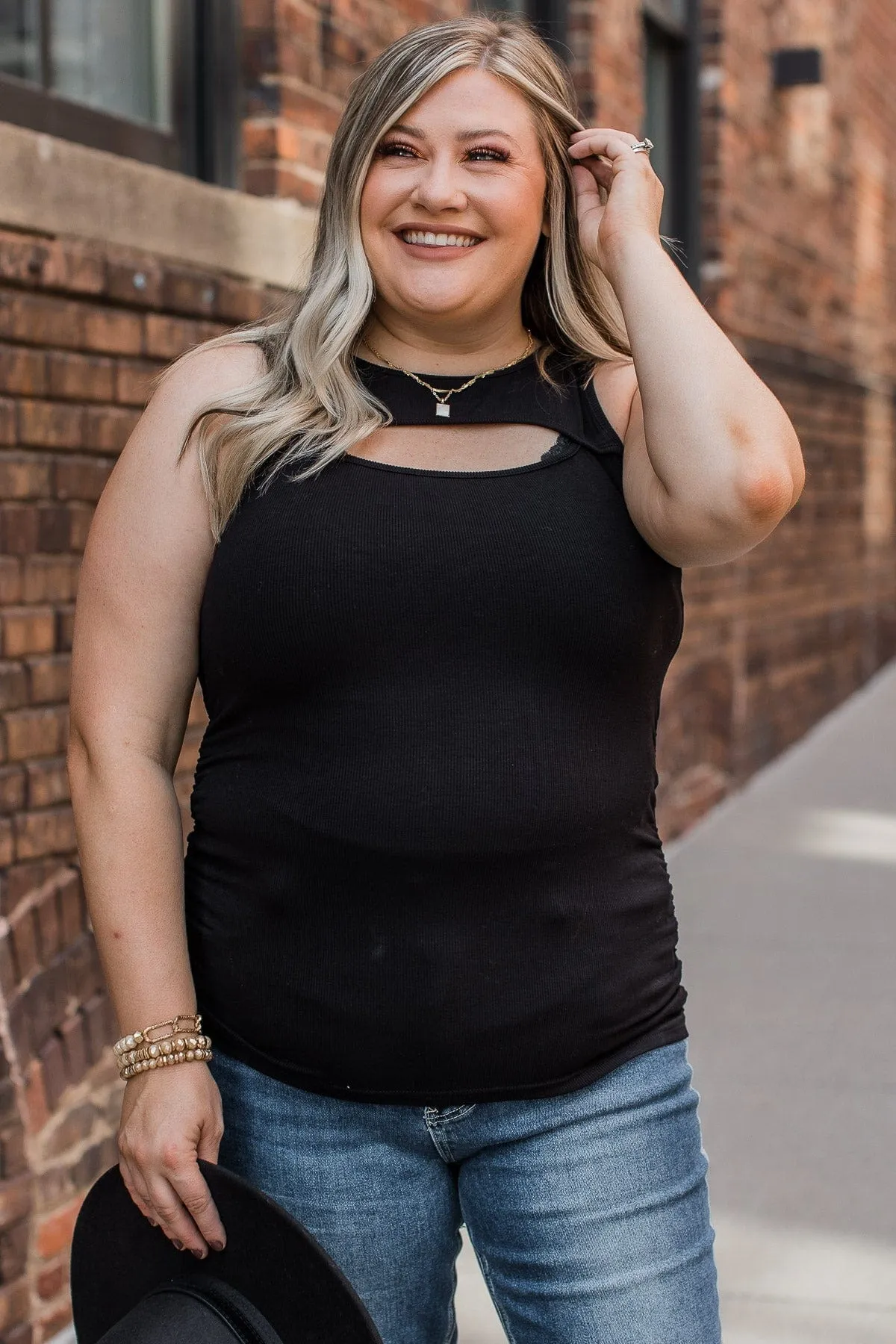 A Toast To Us Cut-Out Tank Top- Black