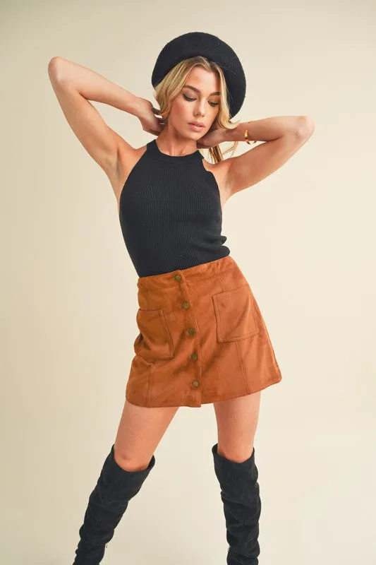 Aemi   Co Grecian Neck Ribbed Tank
