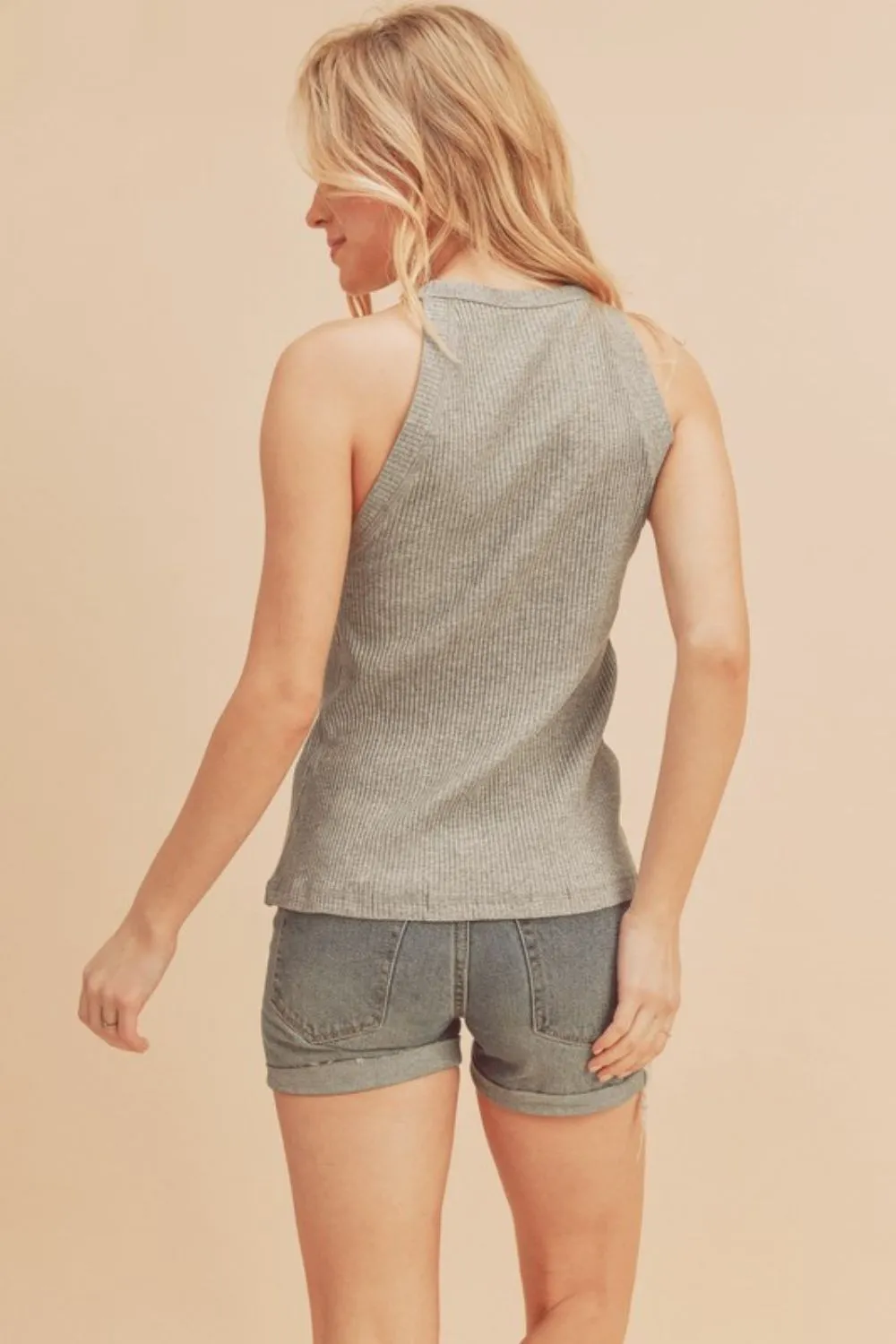 Aemi   Co Ribbed Round Neck Tank