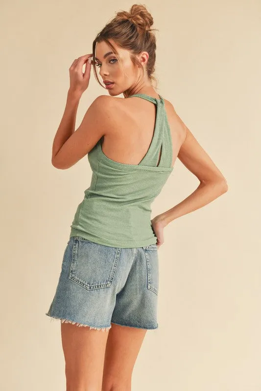 Aemi   Co Scoop Neck Ribbed Tank