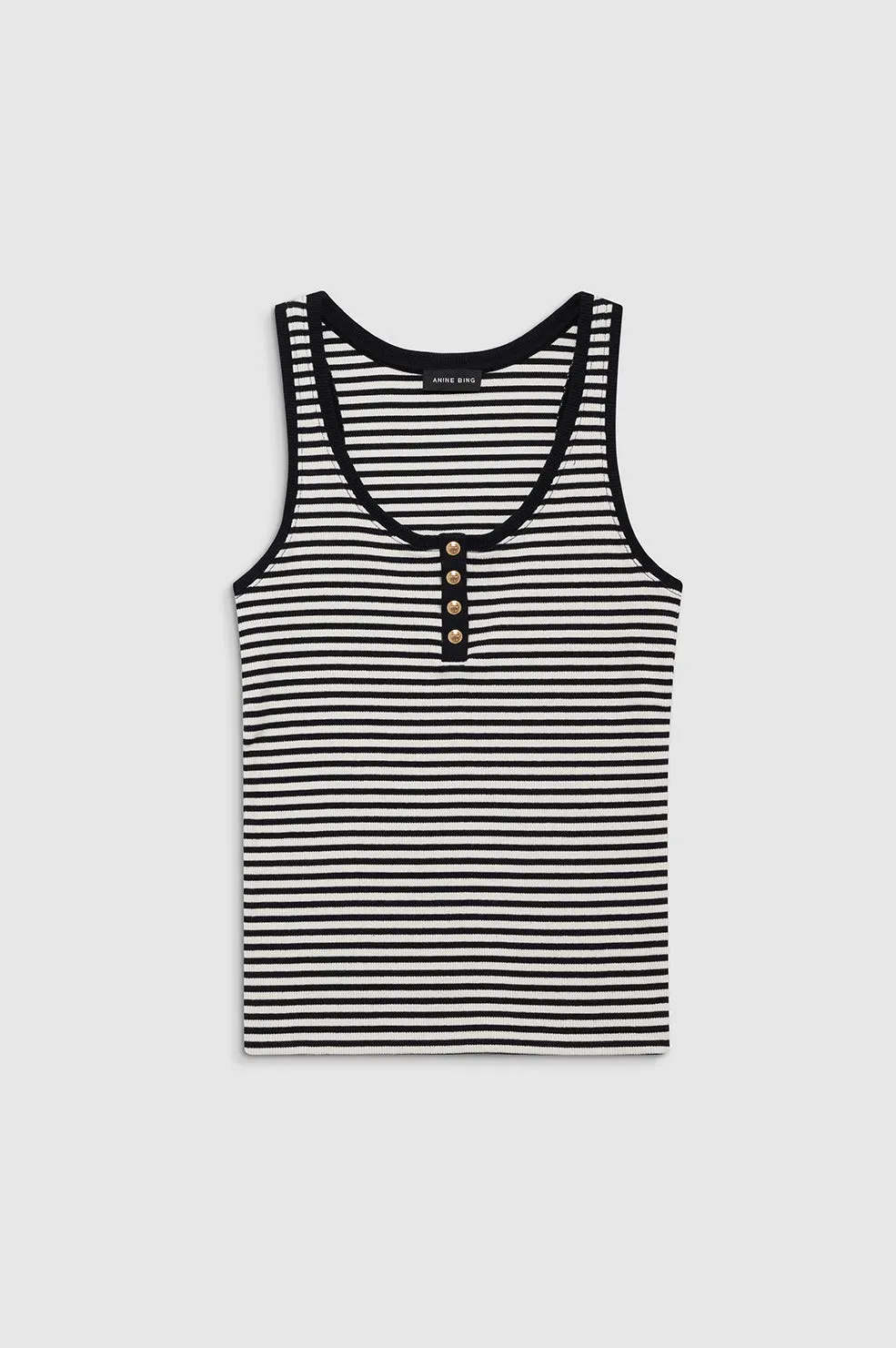 Alessia Tank - Cream And Black Stripe