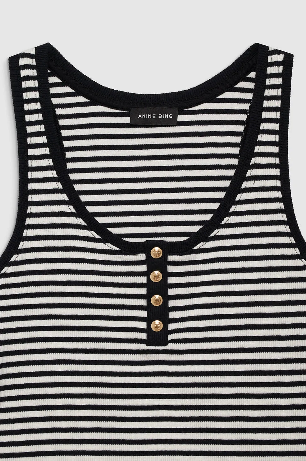 Alessia Tank - Cream And Black Stripe