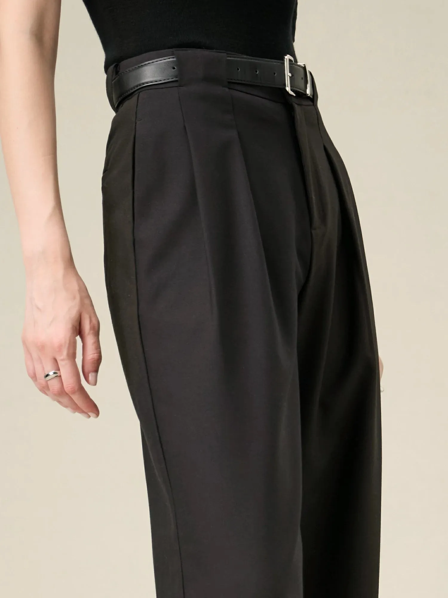 Amoretu Lyocell & Acetate Business Work Loose-Fit Pants
