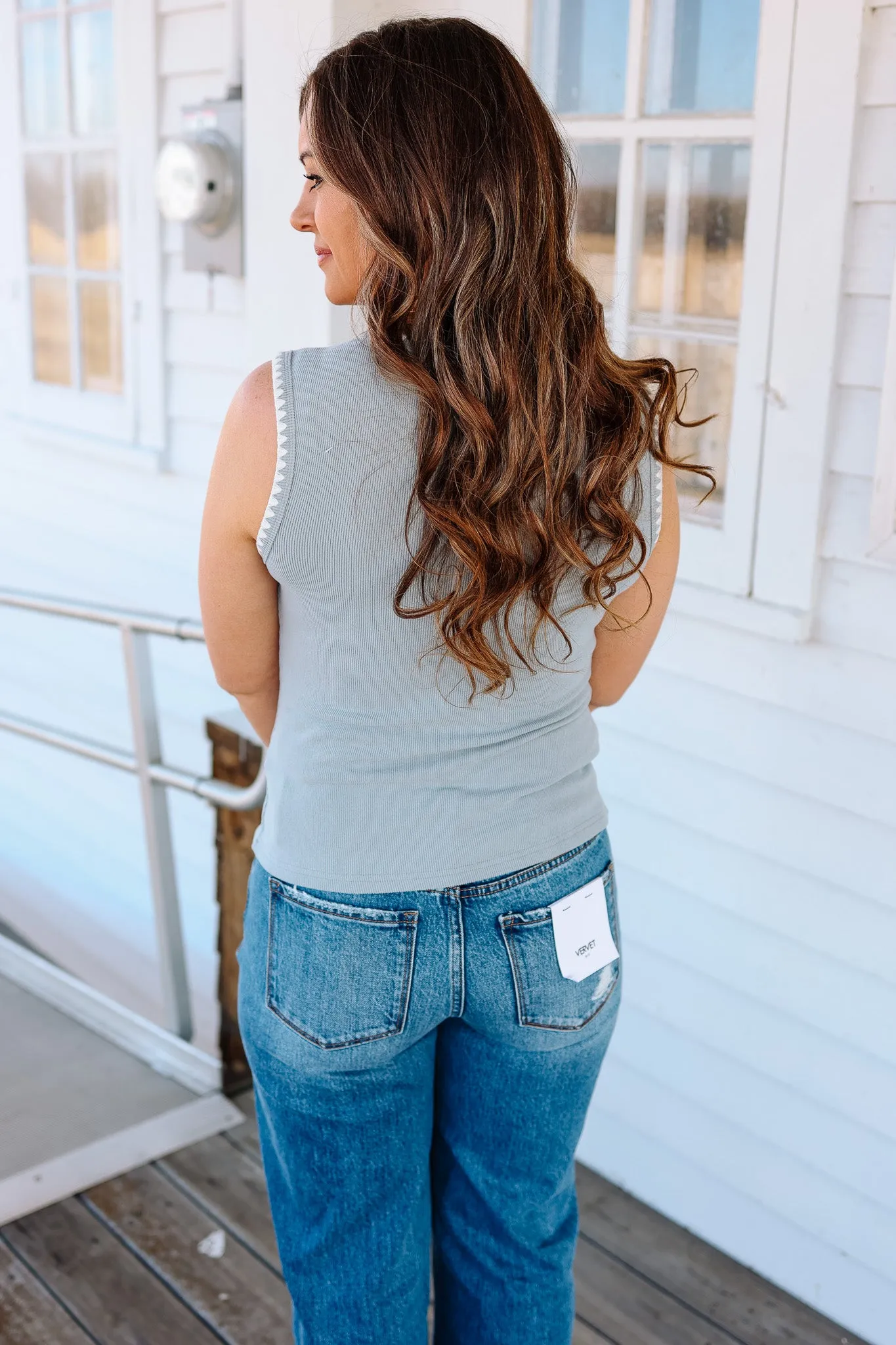 Astra Ribbed Tank - Blue