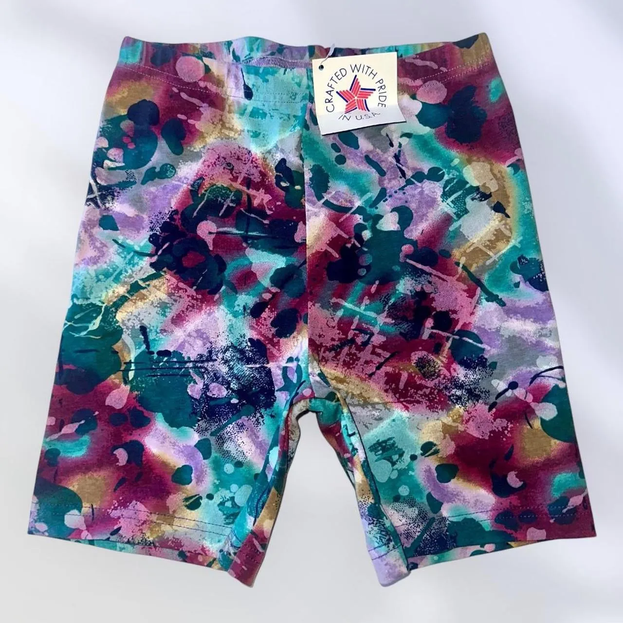 Athletic Abstract High-Waisted Bike Shorts Compression Flattering | USA-Made Vintage