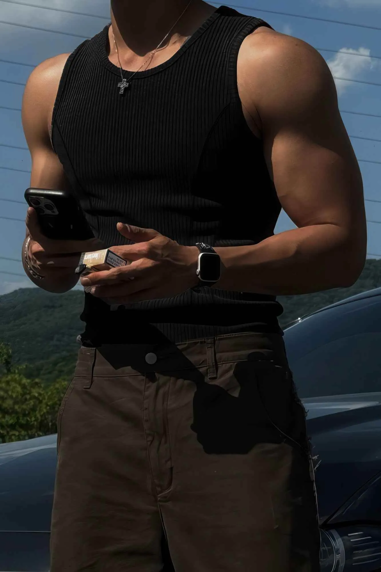 Athletic Ribbed Muscle Tank for Men, Stretchy Slim-Fit Sleeveless Vest