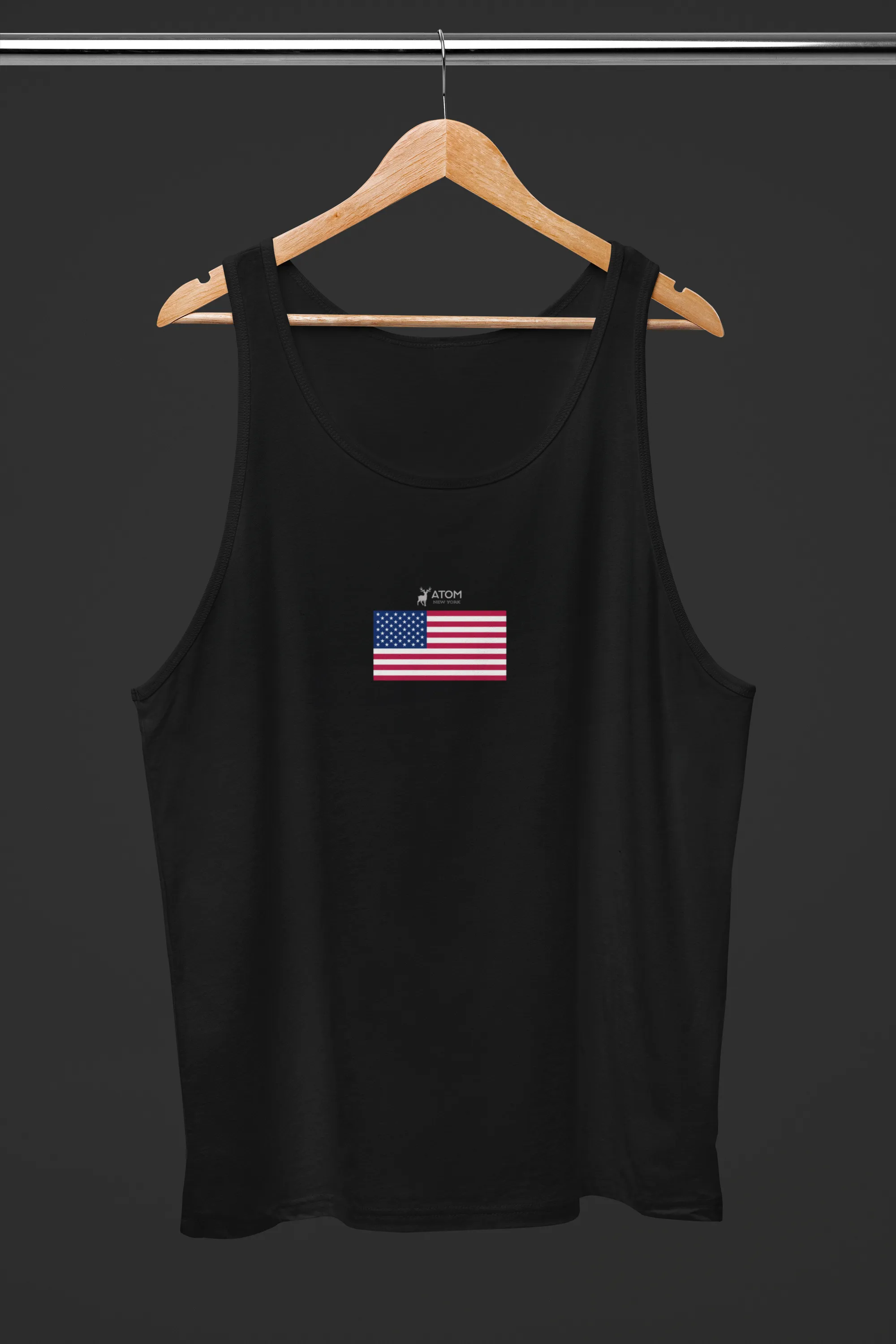 ATOM US Flag Black Tank Top For Women