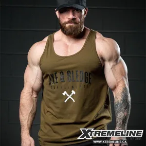 Axe & Sledge Black On Military Banner Athletic Tank