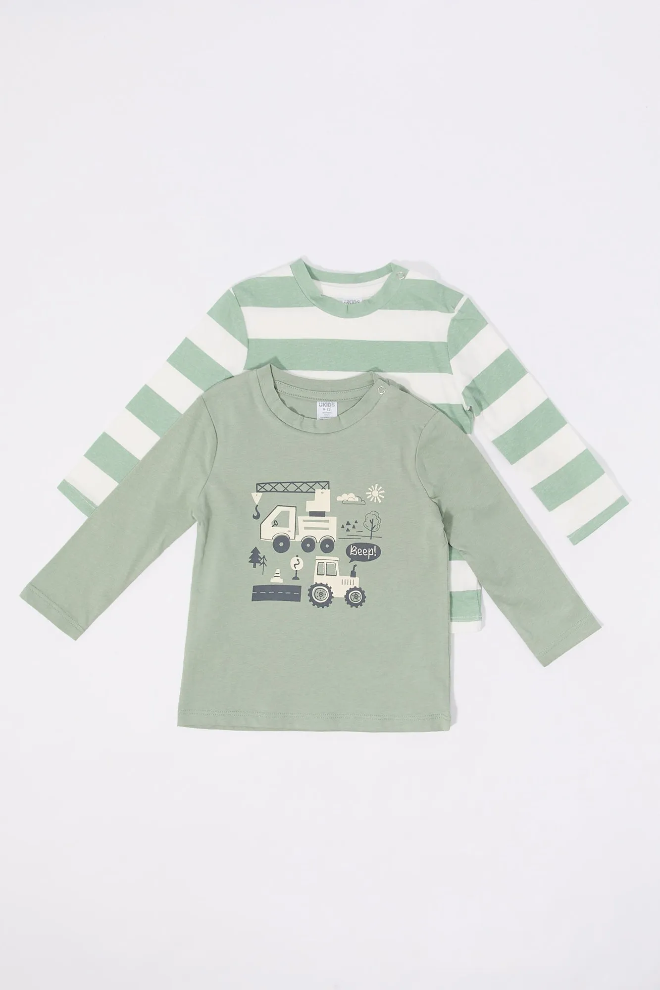 Baby Construction Graphic Long Sleeve Top (2 Pack)
