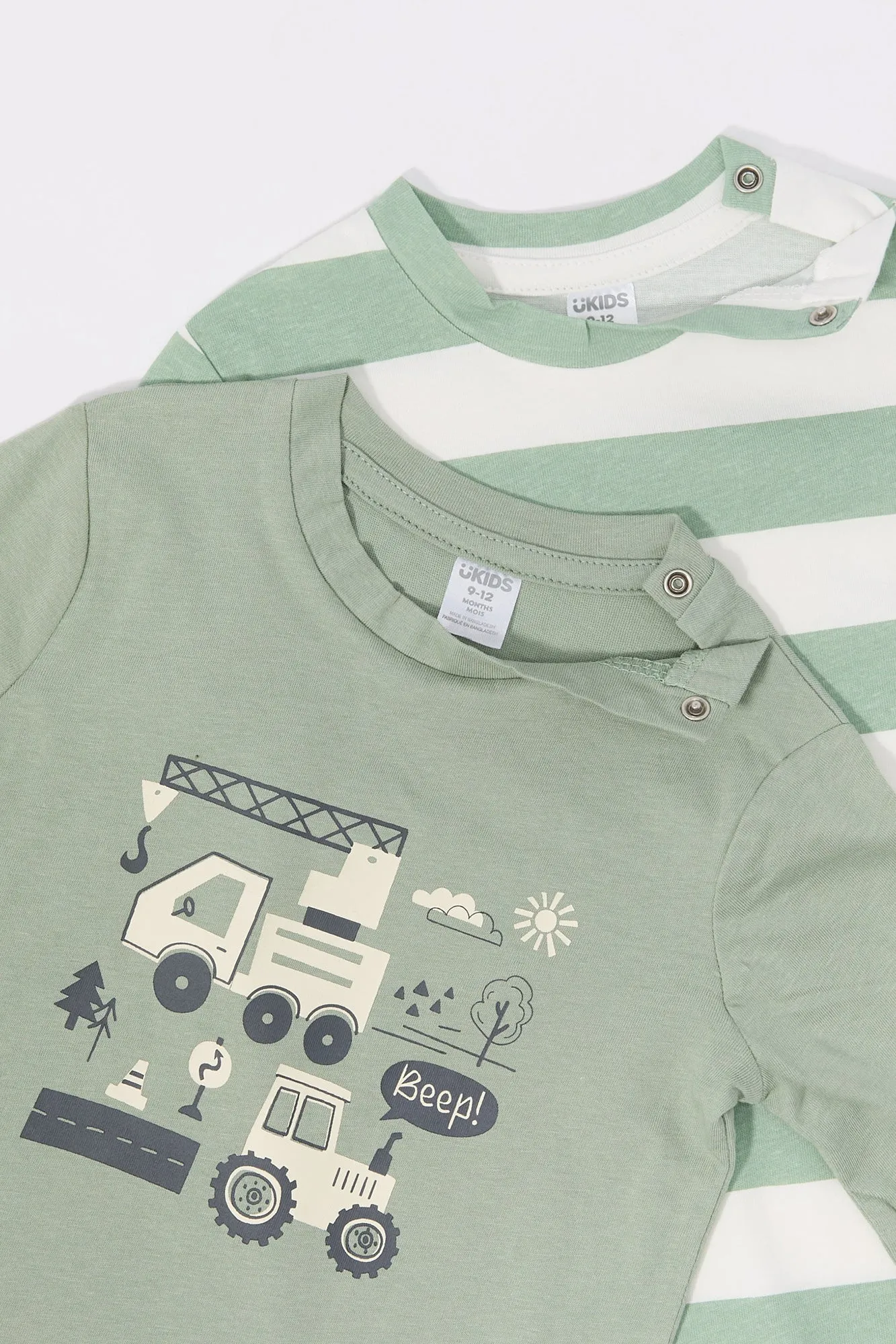 Baby Construction Graphic Long Sleeve Top (2 Pack)