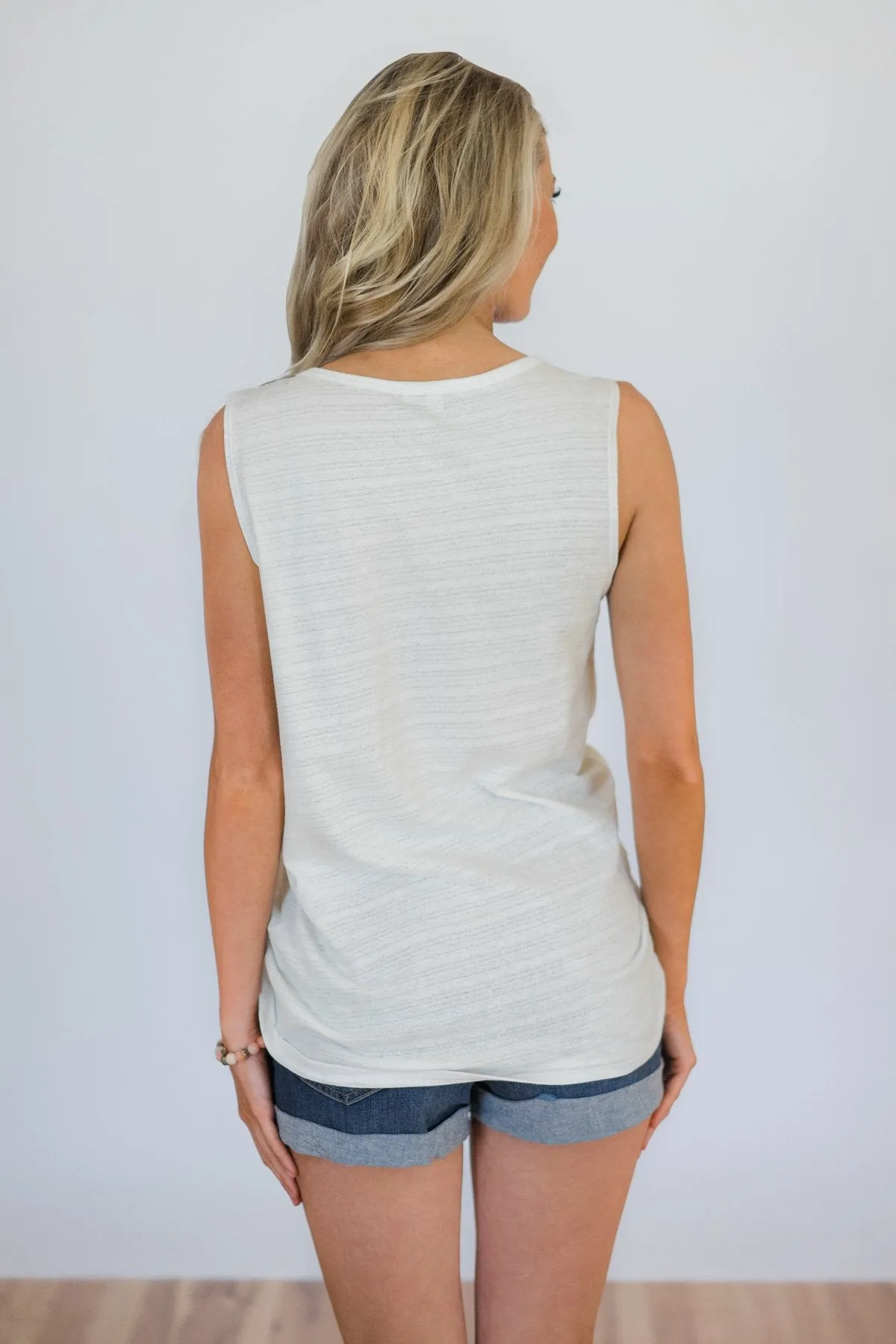 Basic Button Tank Top- Ivory