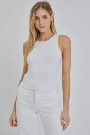 Basic Round Neck Tank, White