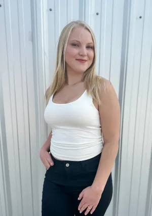 Basic Scoop Neck Double Lined Tank - Sand