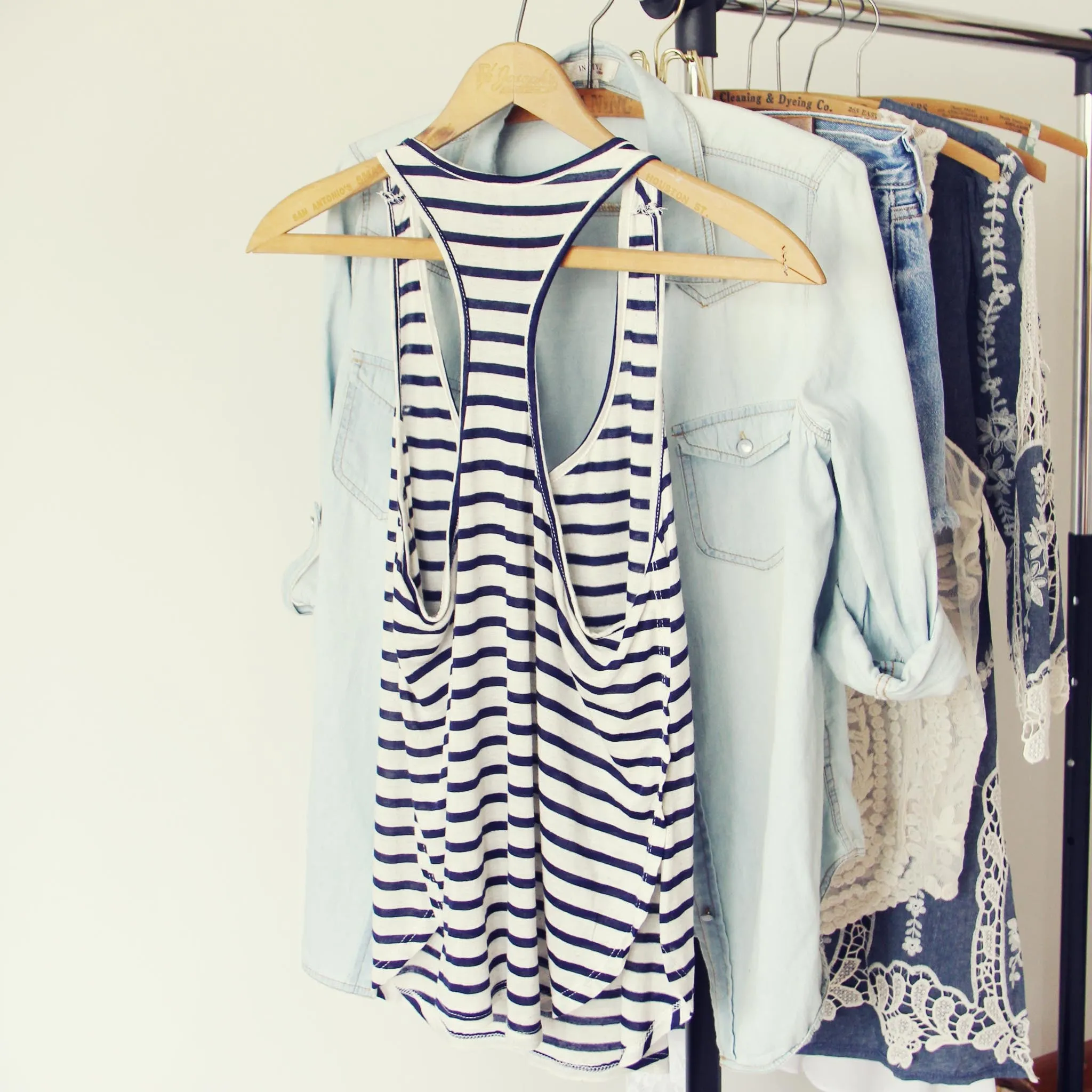 Basic Stripe Tank in Navy