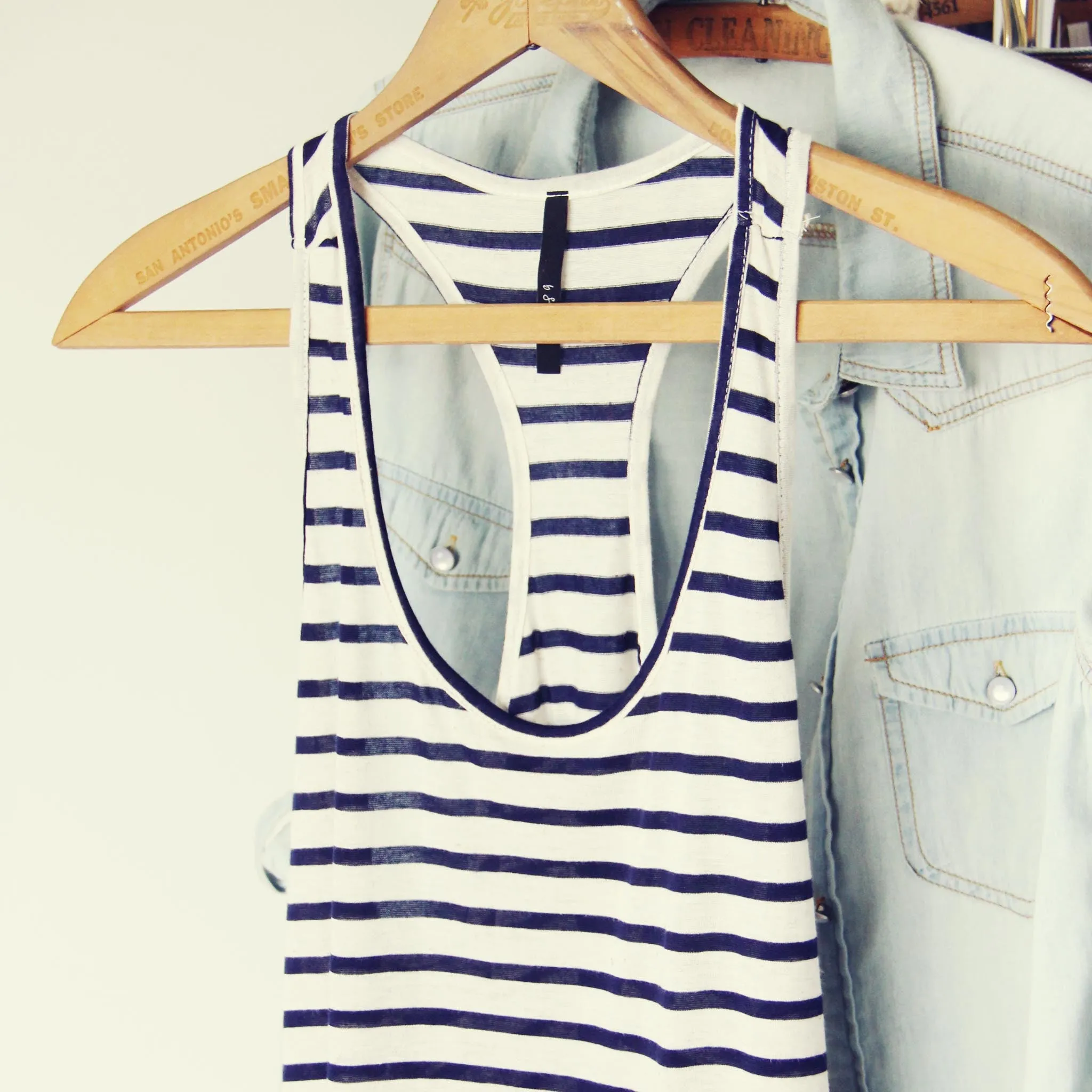 Basic Stripe Tank in Navy