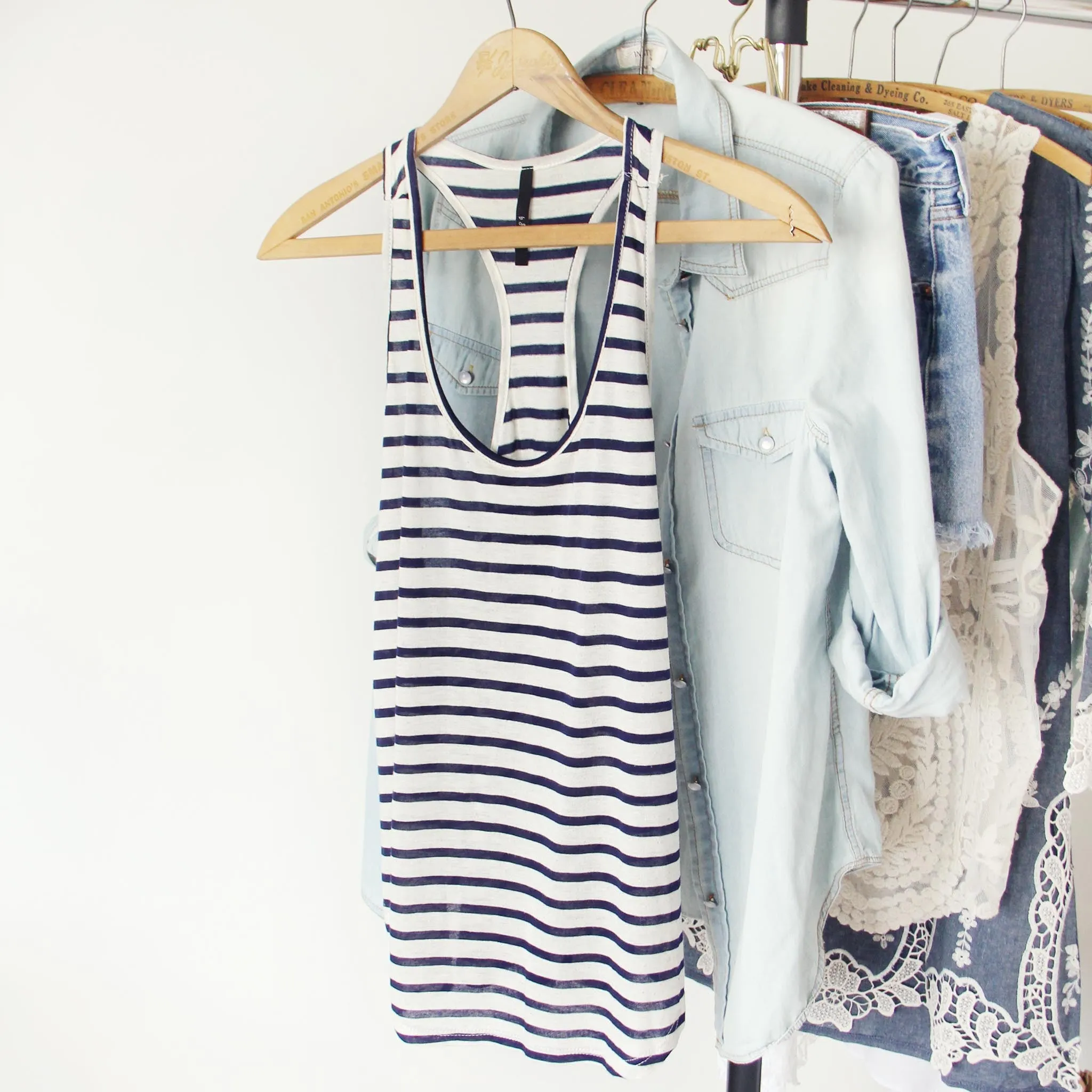 Basic Stripe Tank in Navy