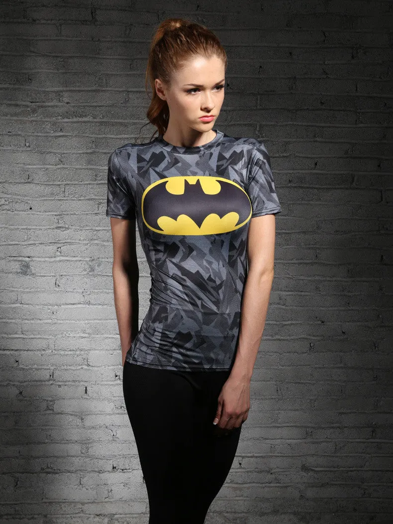 Batman Women's workout T-Shirt (Grey)