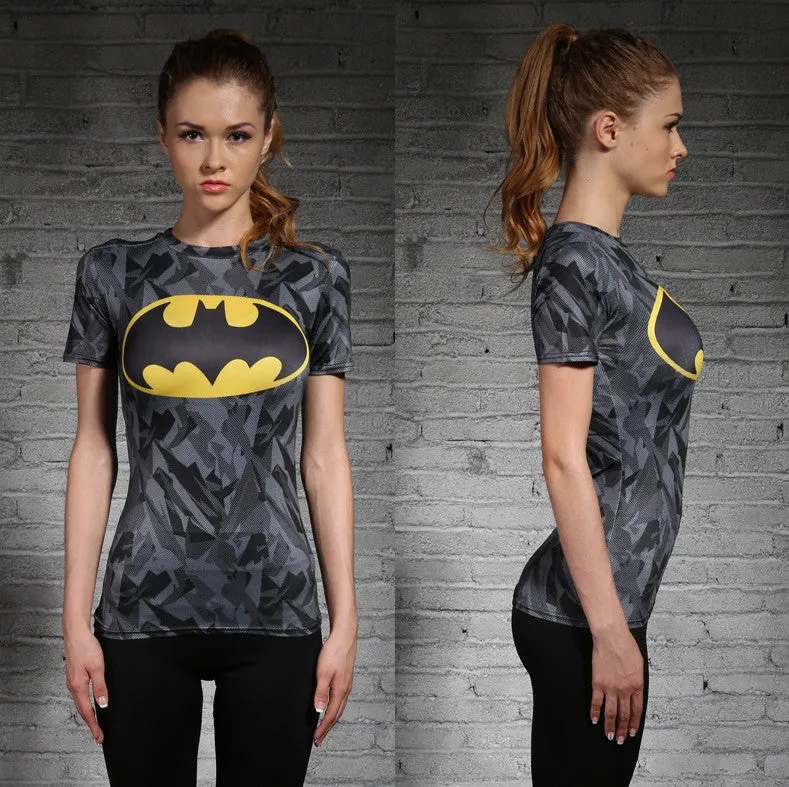 Batman Women's workout T-Shirt (Grey)