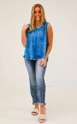 Bay View Tank in Ocean Blue