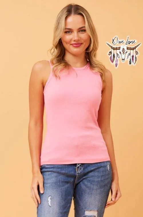 Betty Ribbed Tank - Blush