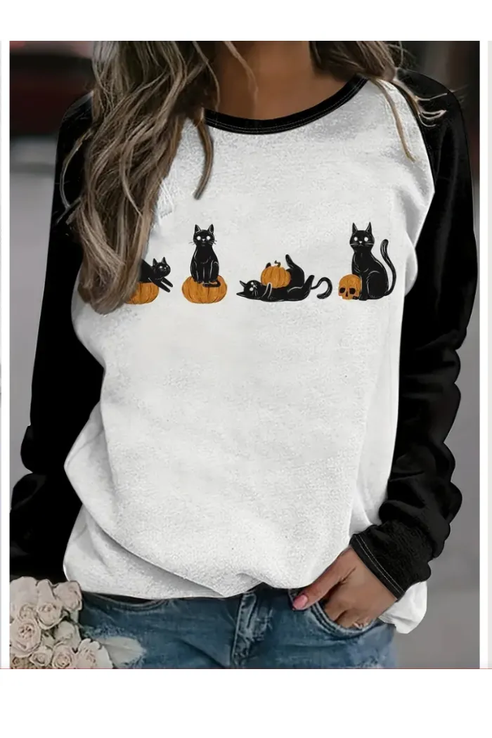 Black Cat and Pumpkin Longsleeve