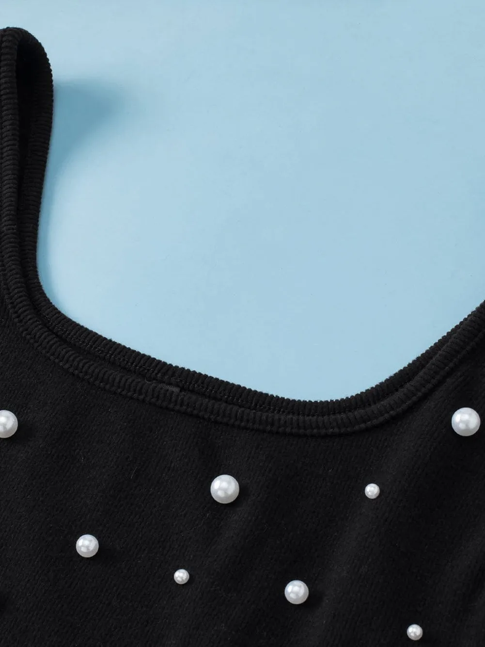 Black Pearl Embellished Tank Top From MsDressly