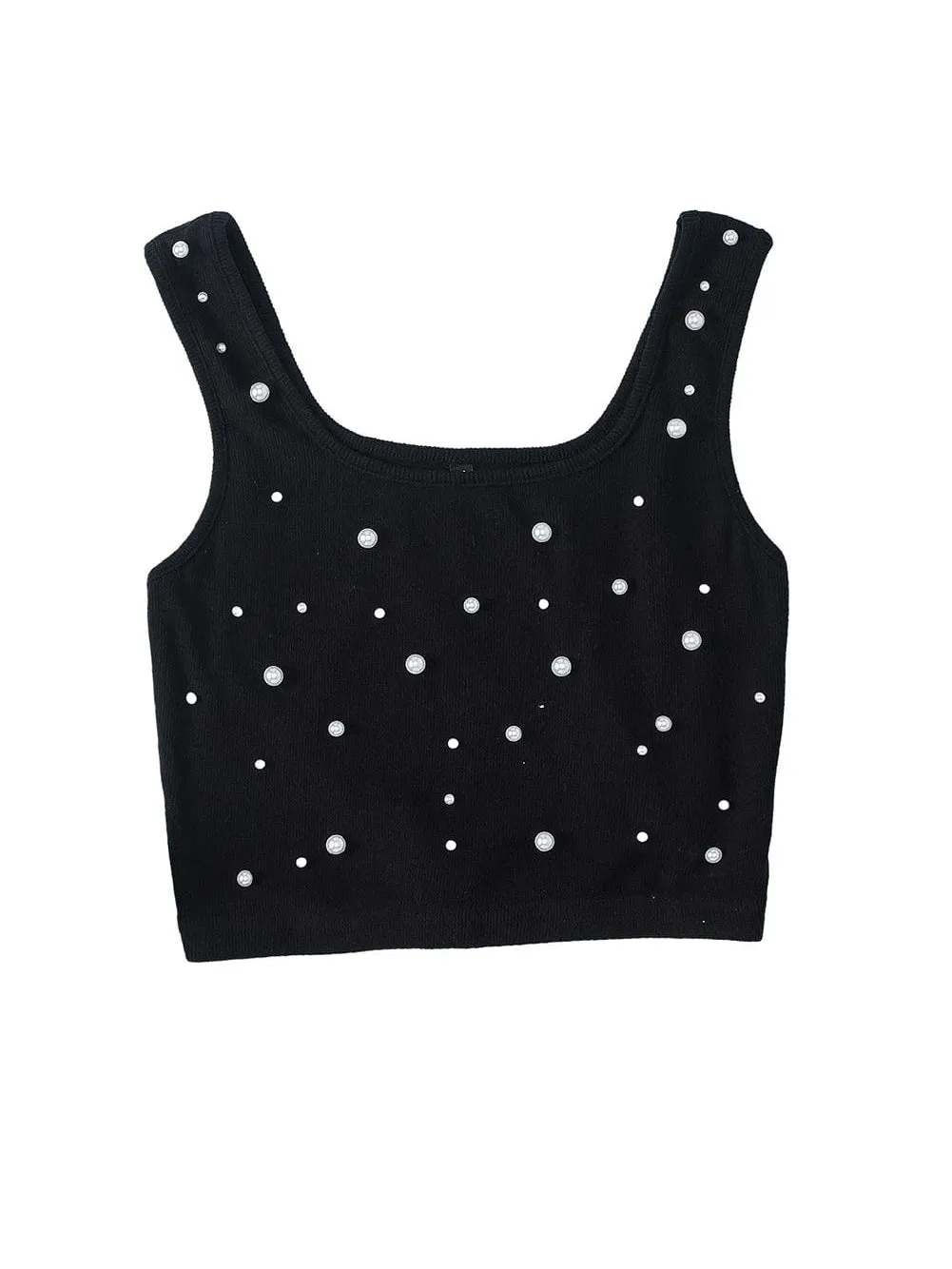 Black Pearl Embellished Tank Top From MsDressly