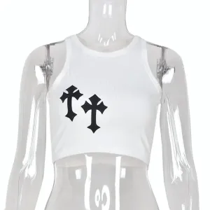 Bless Up Embroidered Ribbed Crop Tank