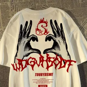 Bone Hand Printed Graphic T-shirt Men Streetwear