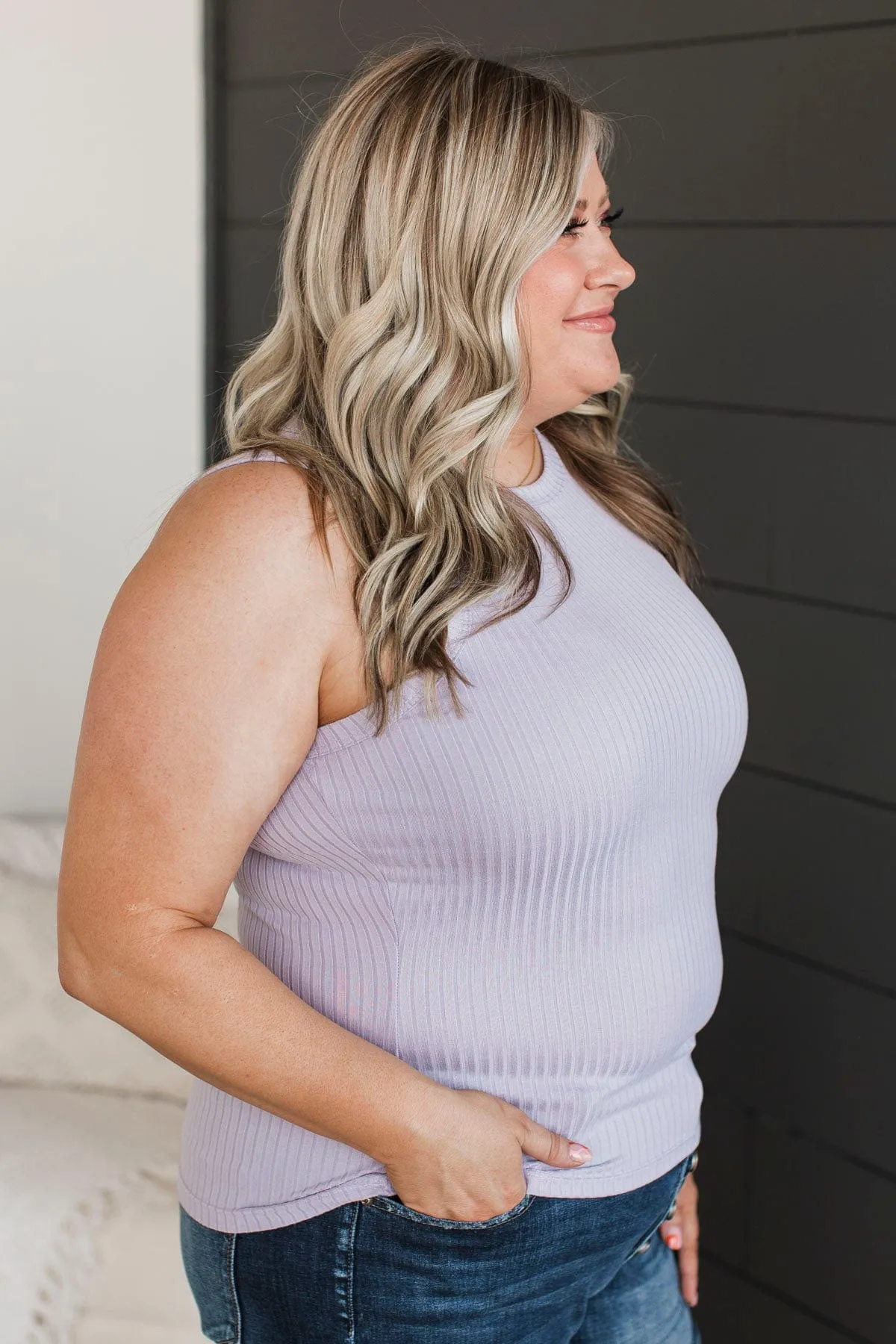 Build Me Up Ribbed Tank Top- Lavender