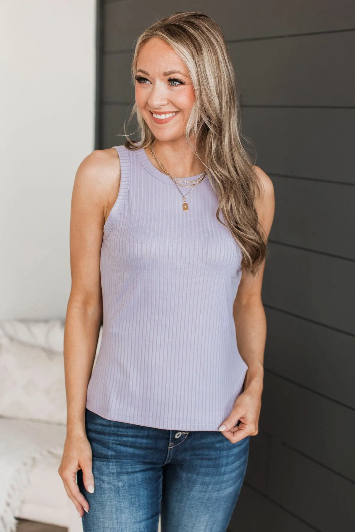 Build Me Up Ribbed Tank Top- Lavender
