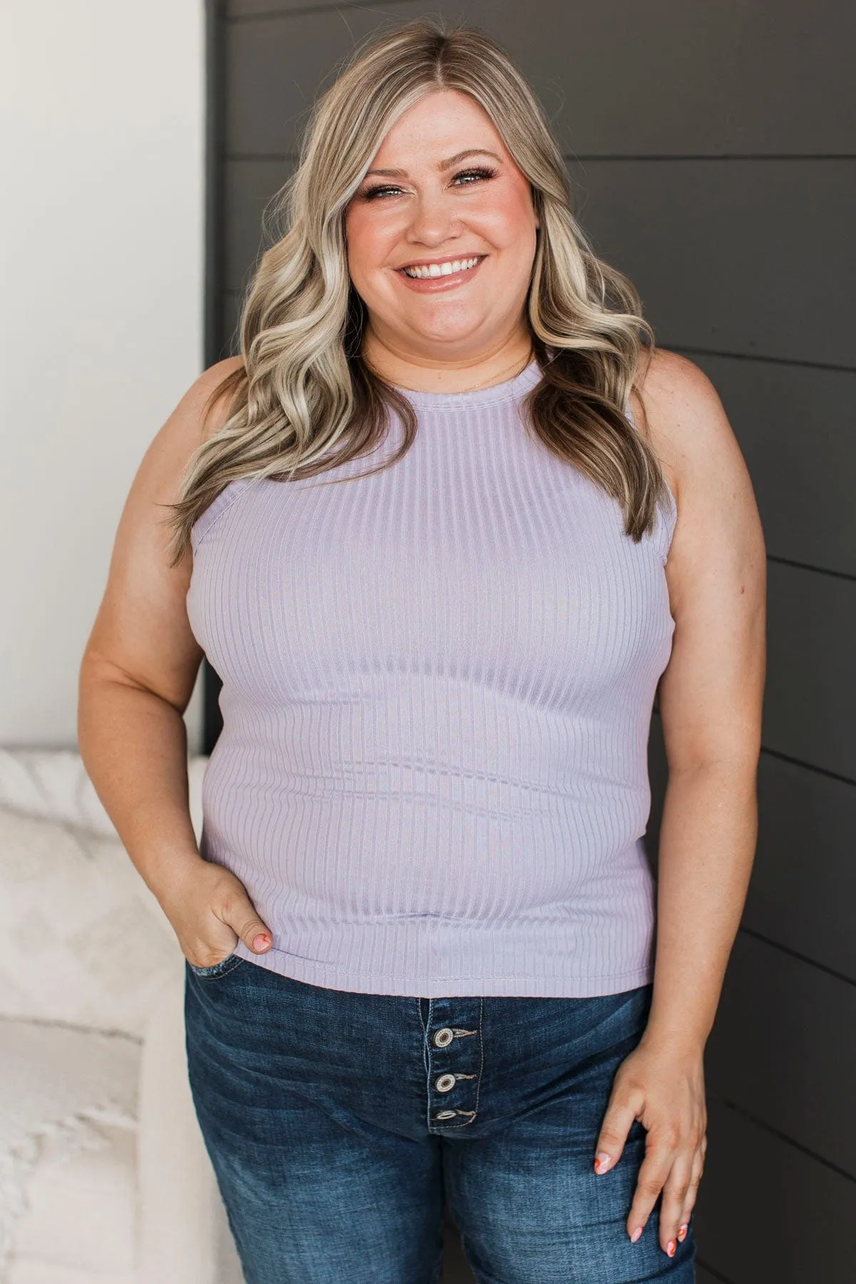 Build Me Up Ribbed Tank Top- Lavender