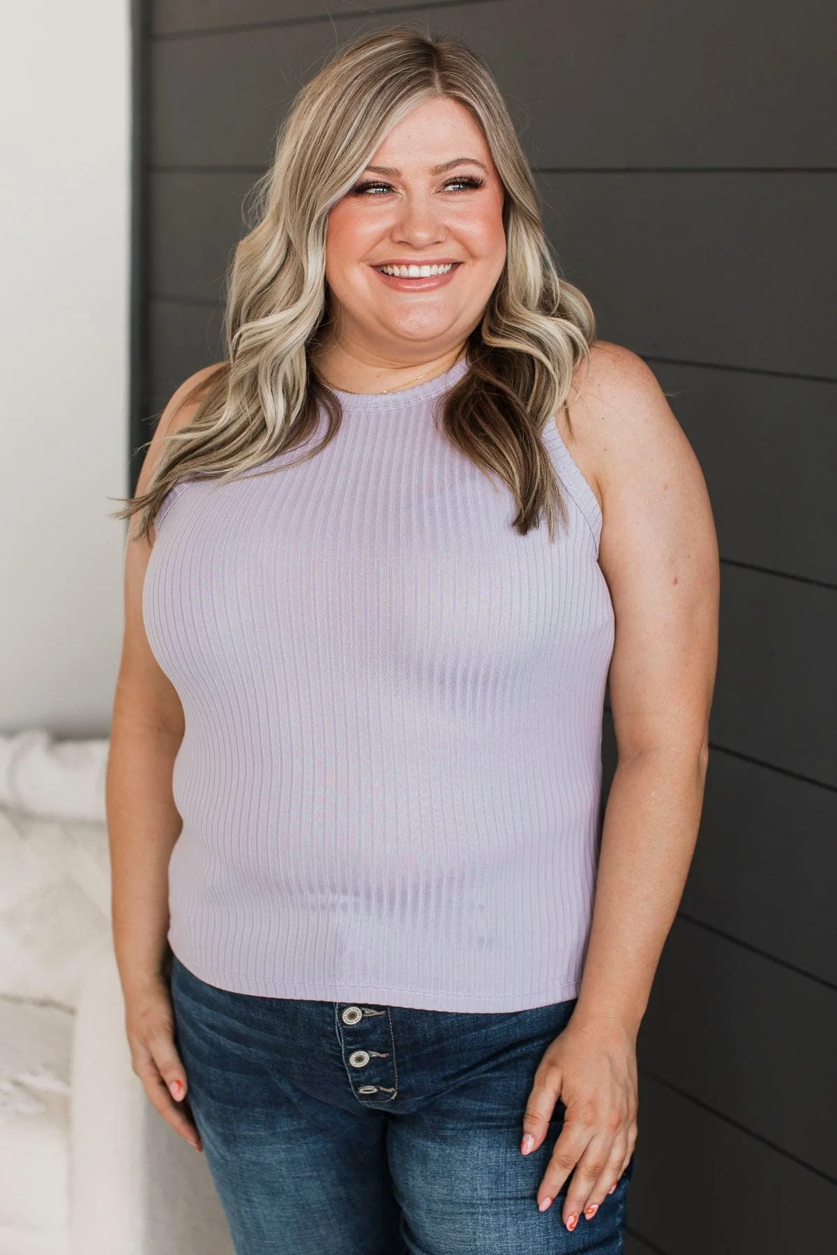 Build Me Up Ribbed Tank Top- Lavender
