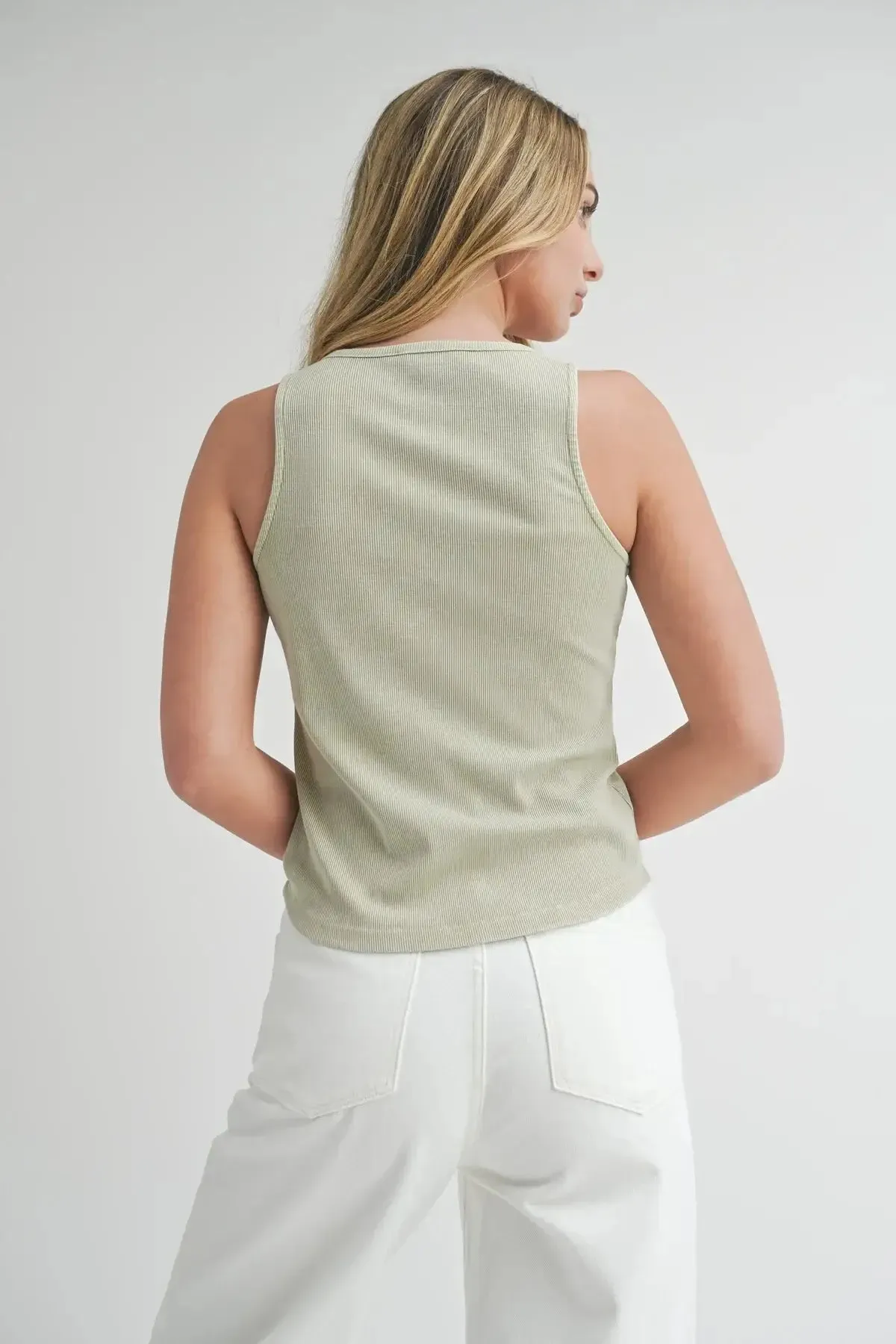 BUTTON DOWN RIB TANK TOP