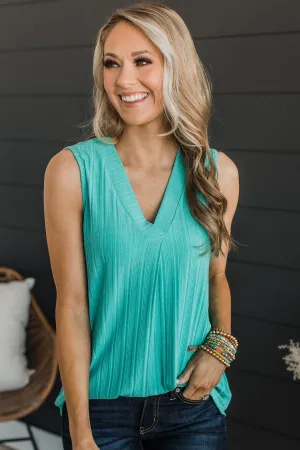 Call Me Yours Ribbed Knit Tank Top- Dark Mint
