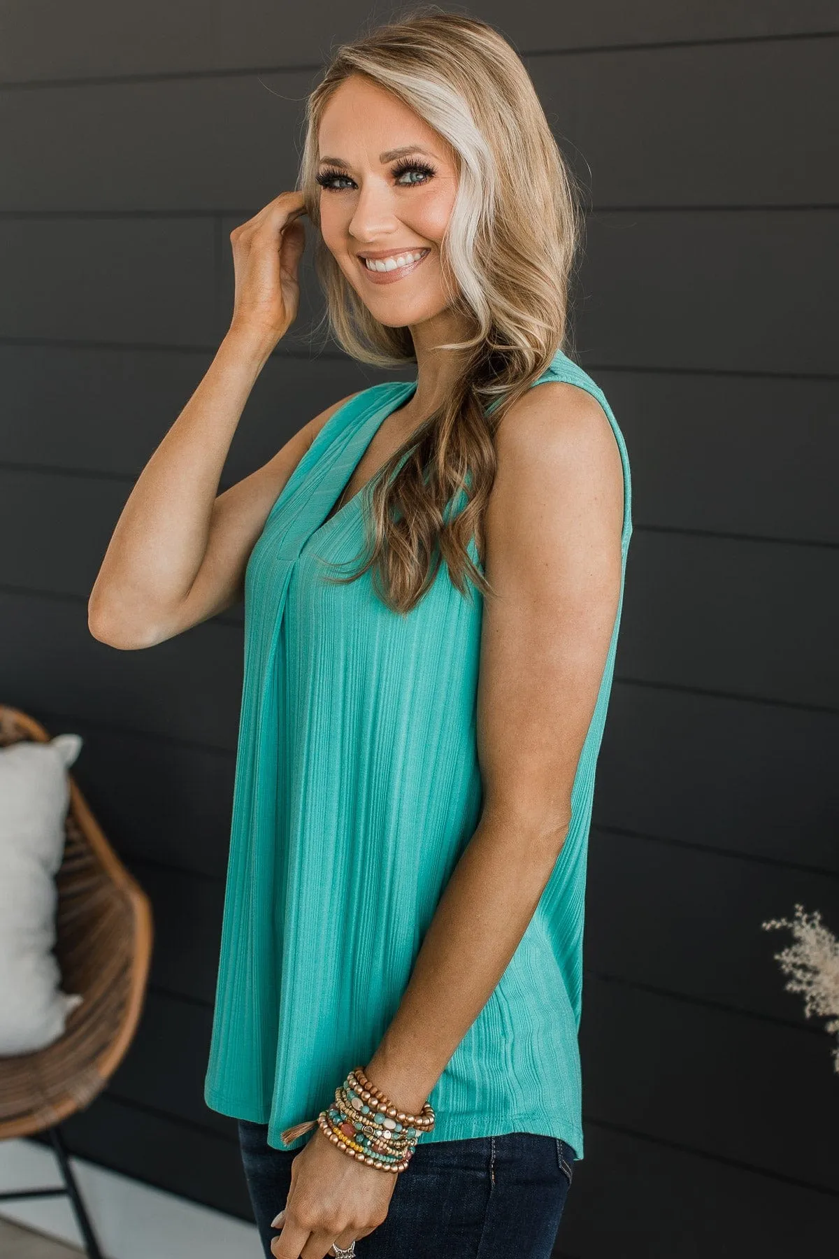 Call Me Yours Ribbed Knit Tank Top- Dark Mint