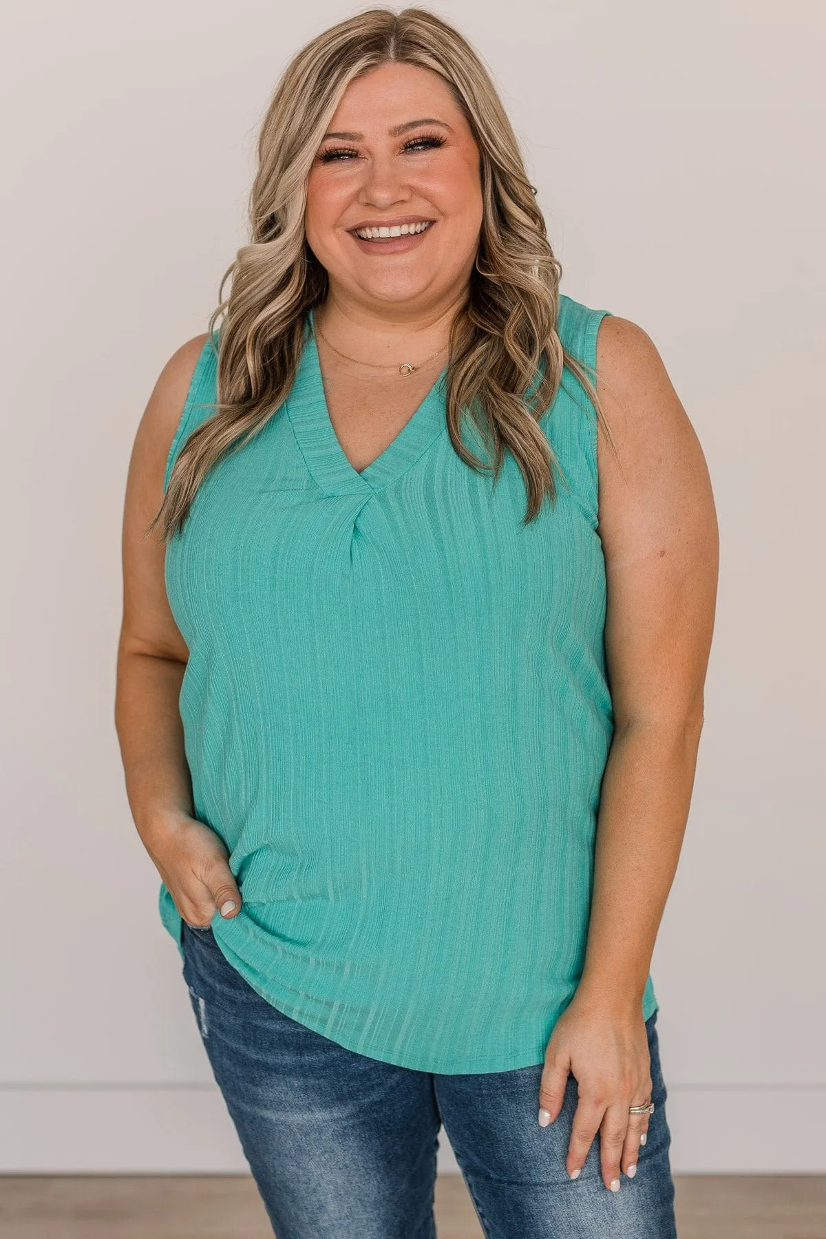 Call Me Yours Ribbed Knit Tank Top- Dark Mint