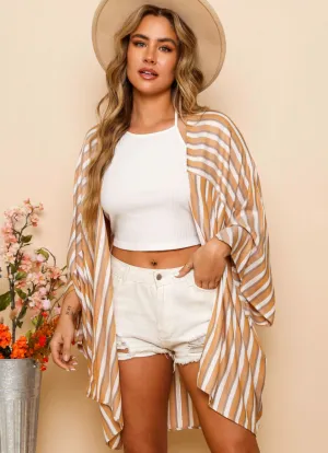 Camel Striped Kimono